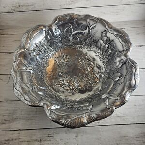 Arthur Court 14" Aluminum Bunny Rabbit Large Salad Bowl Serving Dish Easter 1993